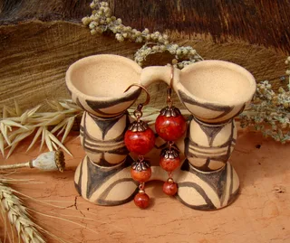 Сережки, коралі натуральні