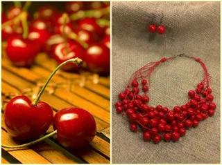ожерелье и сережки "Вишенки". 100 грн